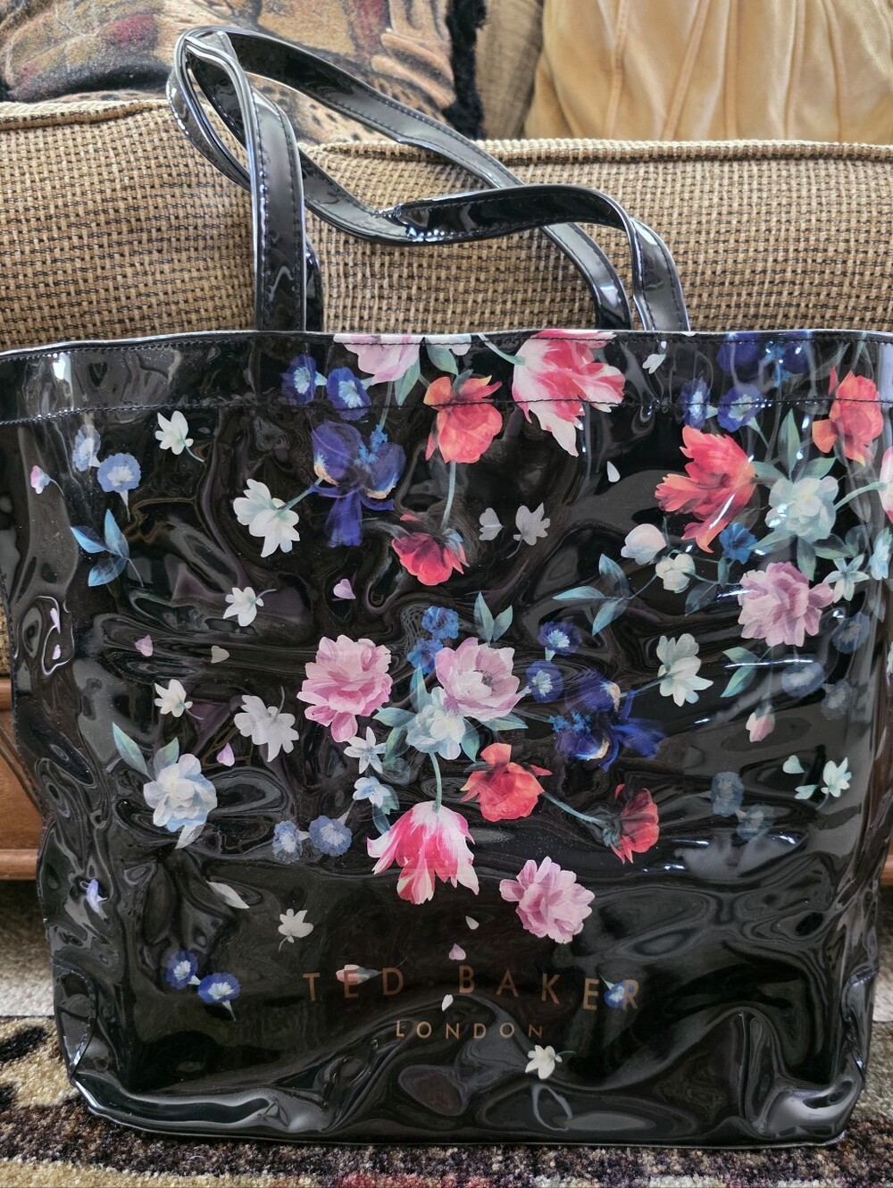 Ted Baker Black Patent Floral Tote